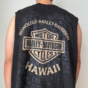 Vintage 2000s Harley-Davidson Hawaii Graphics Black Sleeveless Shirt